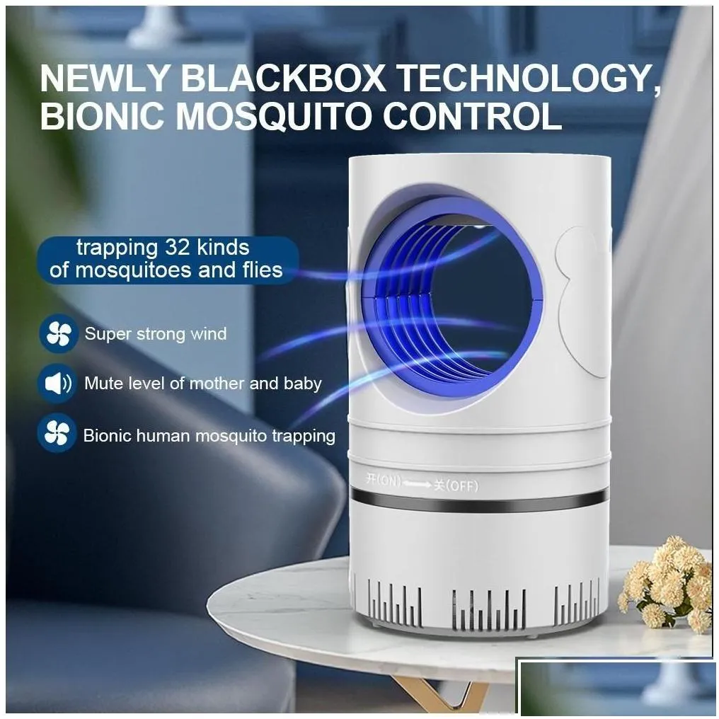 Pest Control Usb Electric Mosquitoes Killer Lamps Indoor Attractant Fly Traps For Mosquitos Rechargeable Trap Light Lamp Drop Delive Dho2Y