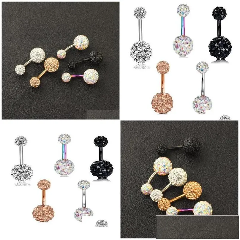 Navel Bell Button Rings 14G Women Stainless Steel Cz Sexy Belly Bar Barbell Piercing Ring Tragus Body Jewelry 50Pcs7412914 Drop Del