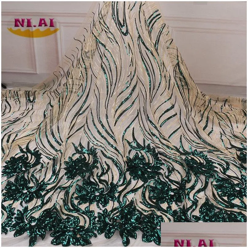2019 High Quality African Sequins Lace Fabric French Net Embroidery Tulle Lace Fabric For Nigerian Wedding Party Dress XY2651B22606895