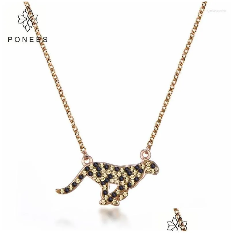 pendant necklaces ponees selling pave crystal rhinestone women leopard jewelry for ladies fashion animal necklace