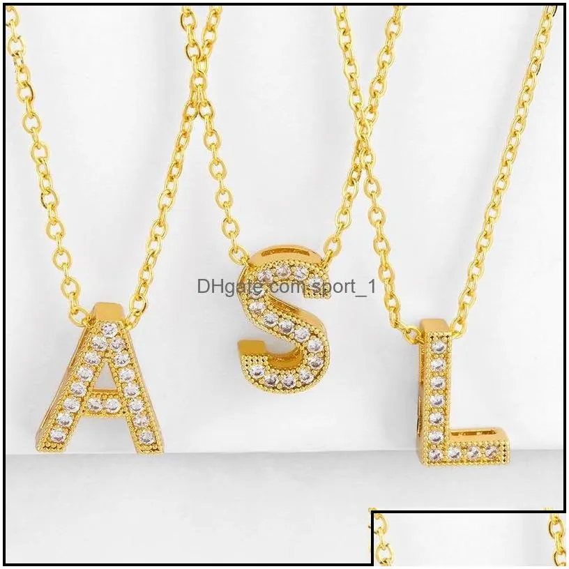 Pendant Necklaces 18K Gold Crystal English Initial Necklace Chains Letter Pendant Women Fashion Jewelry Drop Delivery Necklaces Penda