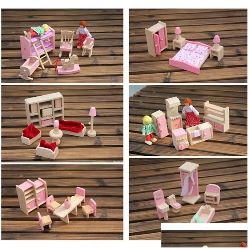 Tools Workshop 6 set style Funny Kids Pretend Role Wooden Toy Dollhouse Nursery Room dining room living romm Miniature Furniture