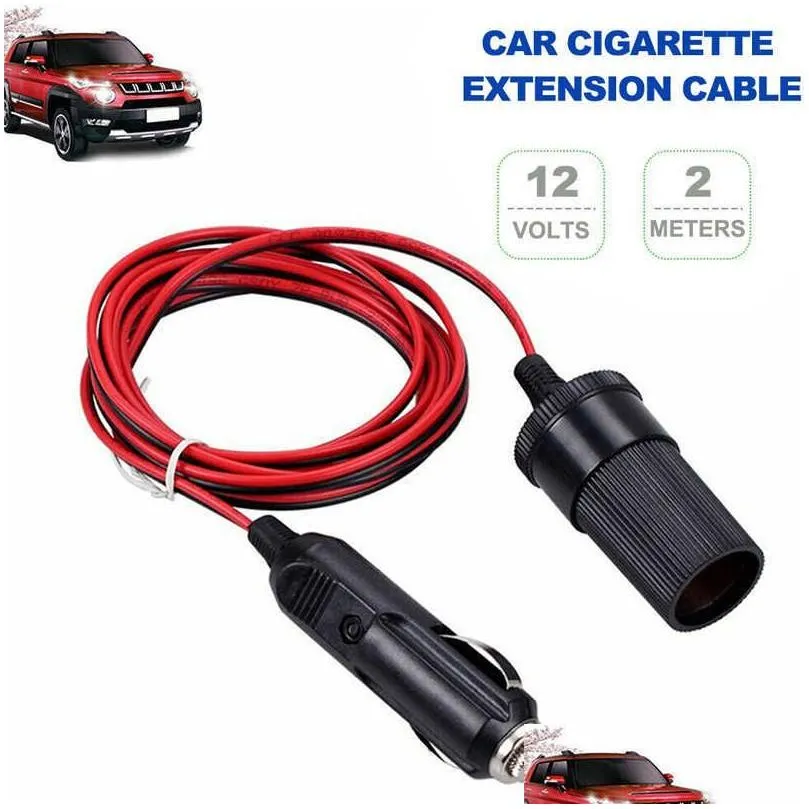 New 12v 10a Car Cigarette Lighter Socket Extension Cord Cable 2/5 Meters Male Plug to Female Socket Extension Cable Car Interior