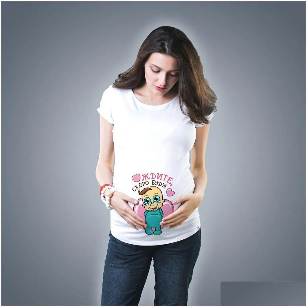 Maternity Tops & Tees Cute Womens Clothing Casual Pregnancy T-Shirt Funny Summer 230512 Drop Delivery Baby, Kids Supplies Dhl68