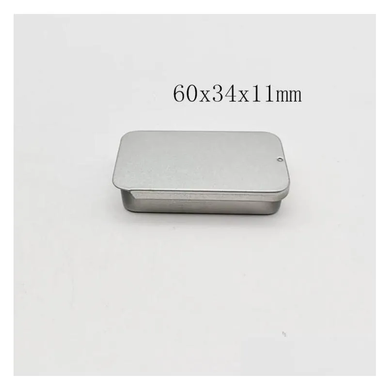 60X34X11mm Size Plain Slide Top Tin Box Rectangle Candy Case Storage Box Push And Pull Boxes SN6714