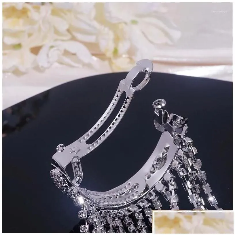 Hair Clips Barrettes Luxury Shine Fl Rhinestone Hairpins For Women Bijoux Long Tassel Crystal Accessories Bride Party Jewelry Gifts Dr