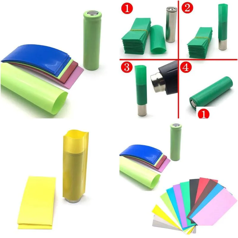 wholesale 20Pcs 21700 Battery PVC Skin Sticker Shrinkable Wrap Cover Sleeve Heat Shrink Re-wrapping for Batteries Wrapper FLPN