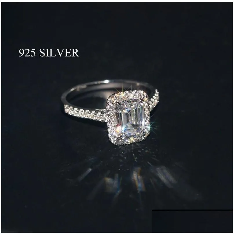 Luxury Emerald cut 2ct Lab Diamond Ring 925 sterling silver Engagement Wedding band Rings for Women Bridal Fine Party Jewelry