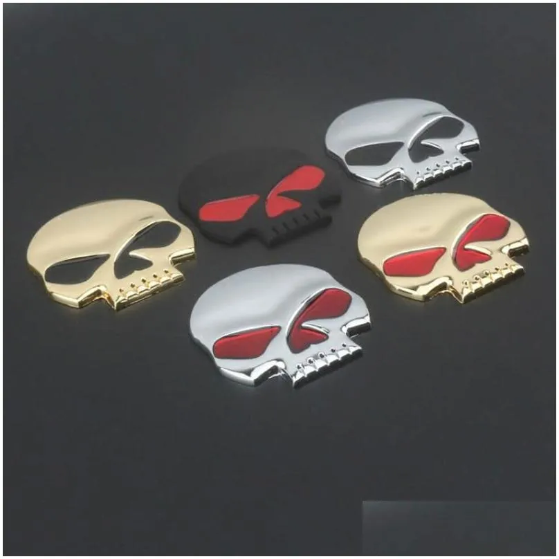 Car 3D Metal Skull Logo Sticker Modified Alloy Skull Stickers Car Body Tail Stickers Motorcycle Emblem Badge Decals Logo