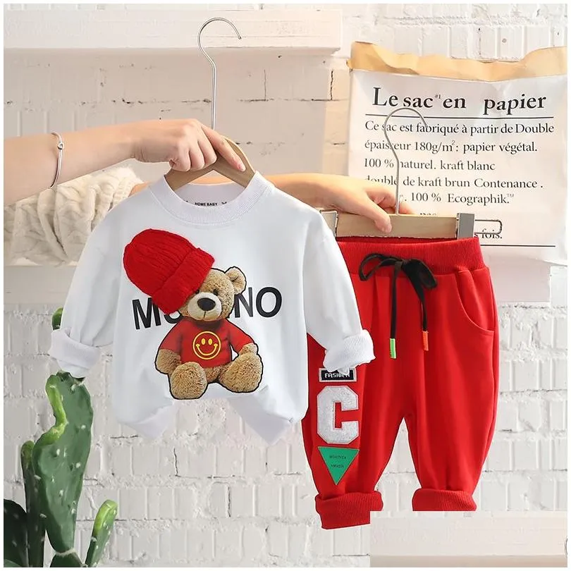 Baby Boy Clothes Tracksuit Spring Fall Vacation Kids Designer Clothing Cartoon Long Sleeve T Shirt Pants Two Piece Set