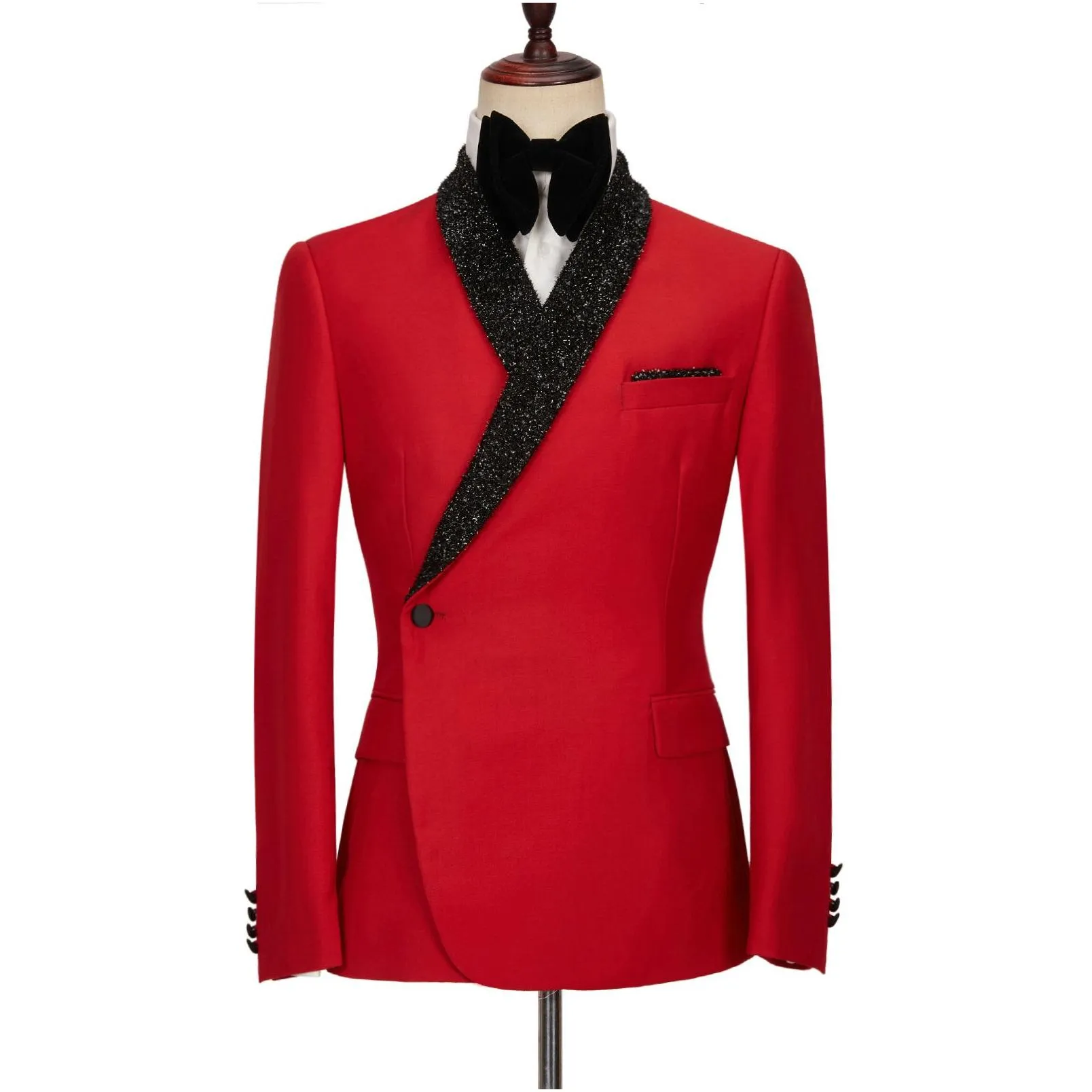 New Design Red Double Breasted Men Suits Slim Fit Costume Homme Wedding Tuxedos 2 Pieces Groom Party Prom Best Man Blazer