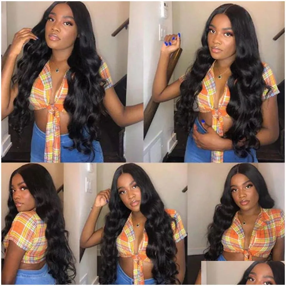 Hair Wefts Peruvian Weave 3 Piece Body Wave Bundles Long Human 10-28 Natural Drop Delivery Products Extensions Dhtn5