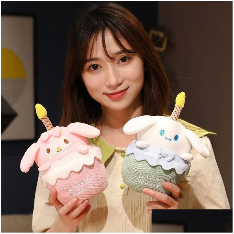 2024 New Cute Cartoon Plush Doll Birthday Cake Shape Music Plush Doll Singing Candle Glowing Atmosphere Toy Factory Wholesale Stock