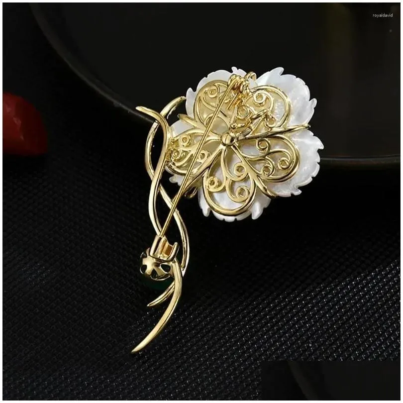 Pins, Brooches Flowers For Women Elegant Begonia Crystal Luxurious Cubic Zirconia Cor Lady Coat Suit Accessories Pins Drop Delivery J Dhcva