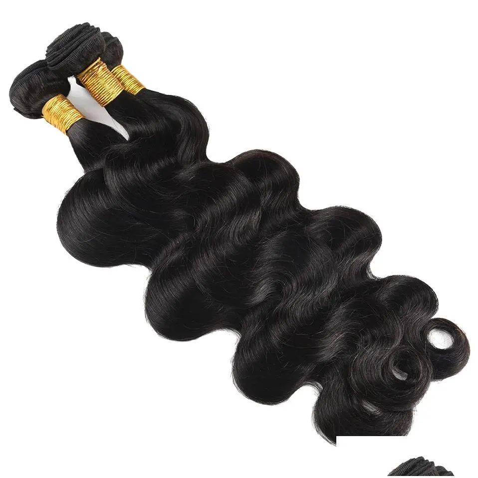 Hair Wefts Peruvian Weave 3 Piece Body Wave Bundles Long Human 10-28 Natural Drop Delivery Products Extensions Dhtn5