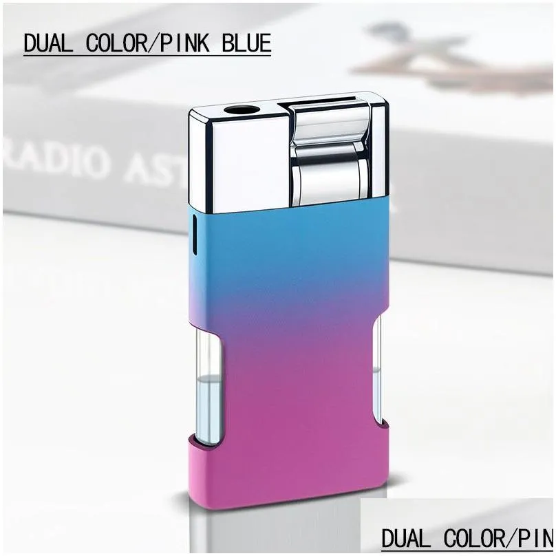 Windproof Cigar Cigarette  Lighters Metal Level Ignition Torch Blue Flame Lighter Butane Gas Refillable Smoking Novel Gift