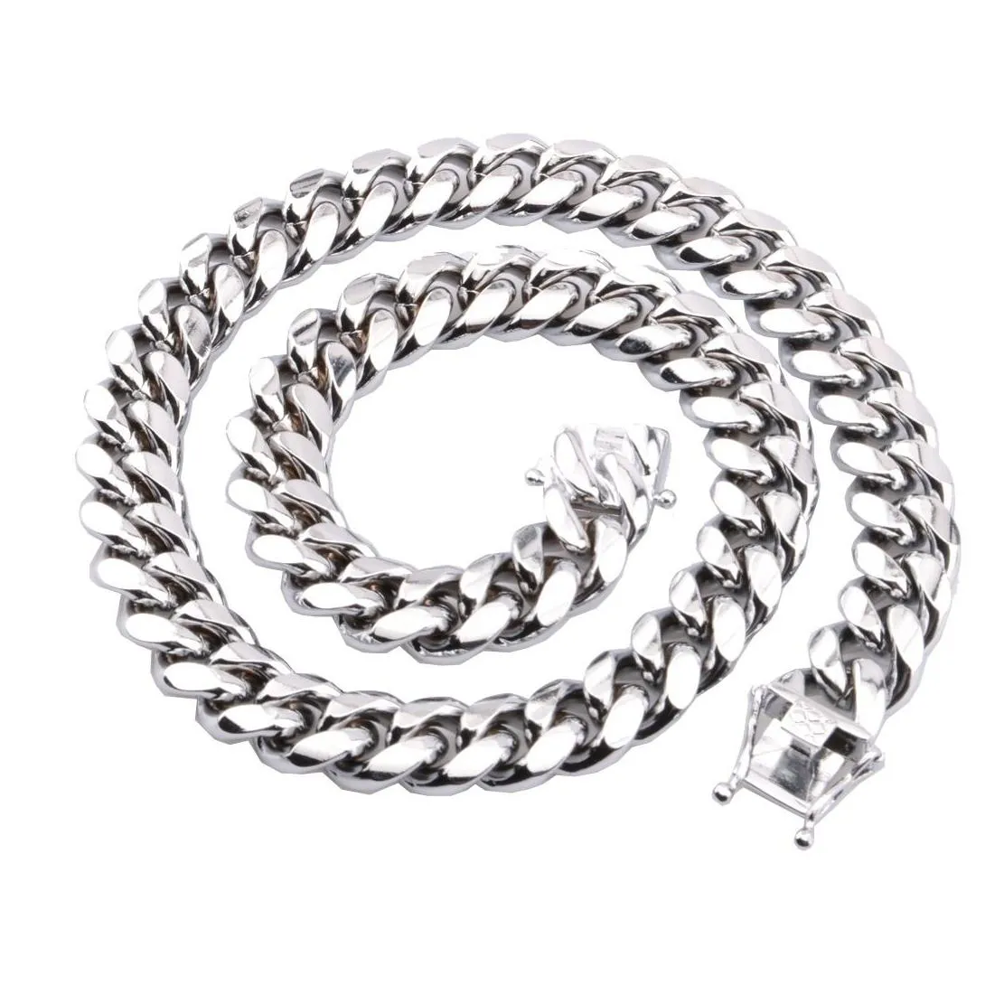 Chains High Quality  Cuban Link Chain Necklace Men Hip Hop Gold Sier Necklaces Stainless Steel Jewelry Drop Delivery Pendants Dhwae