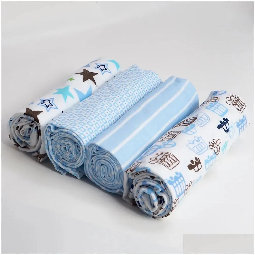 Blankets Swaddling 4Pcs/Lot Kids Diapers Muslin Swaddle 100% Cotton Flannel Diapers For borns Kid Pography Blankets born Wrap 230729