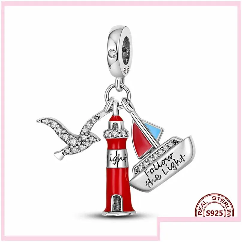 Charms 925 Sterling Sier Dangle Charm Women Beads High Quality Jewelry Gift Wholesale Castle Iron Tower Building Lighthouse Bead Fit P Dheyc