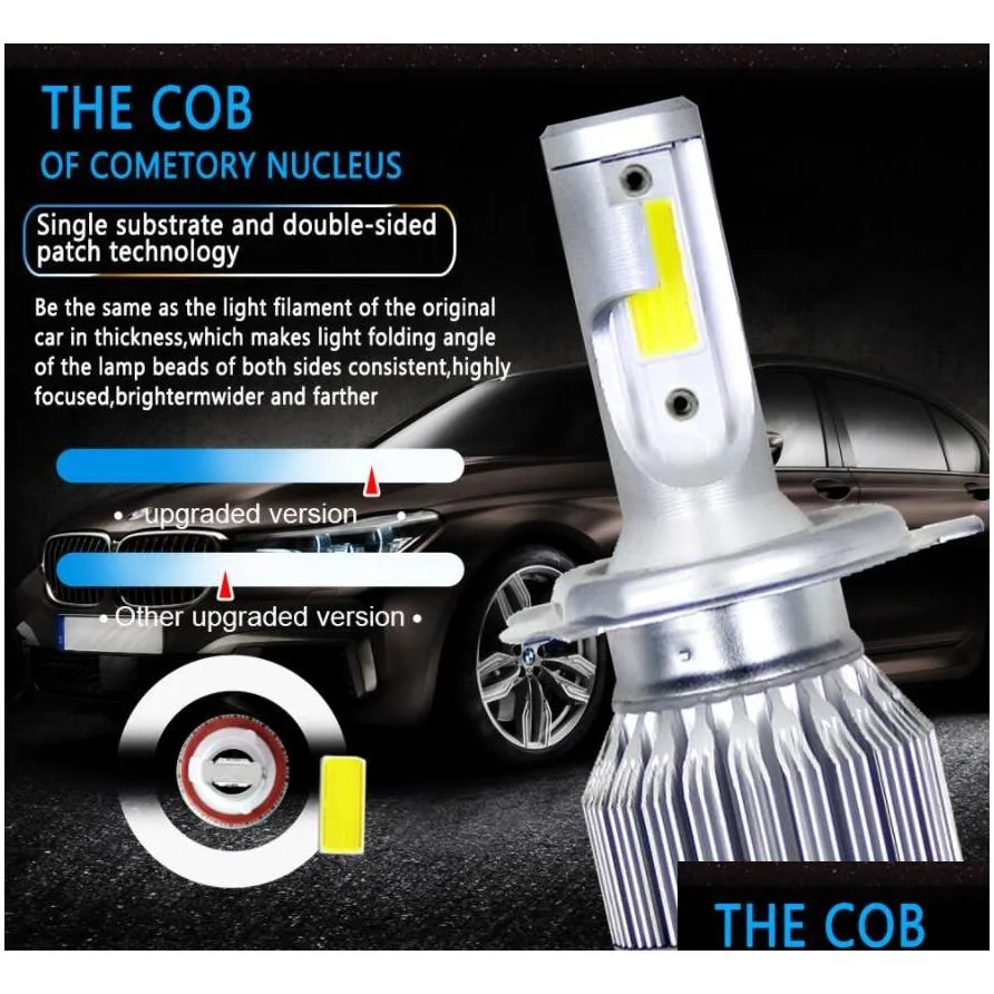 1Pair cheapest price COB C6 Real 7600LM 120W LED Car Headlight H1 H3 H4 H7 9003 9004 9005 9006 Kit Hi/Lo Light Bulbs 6000K