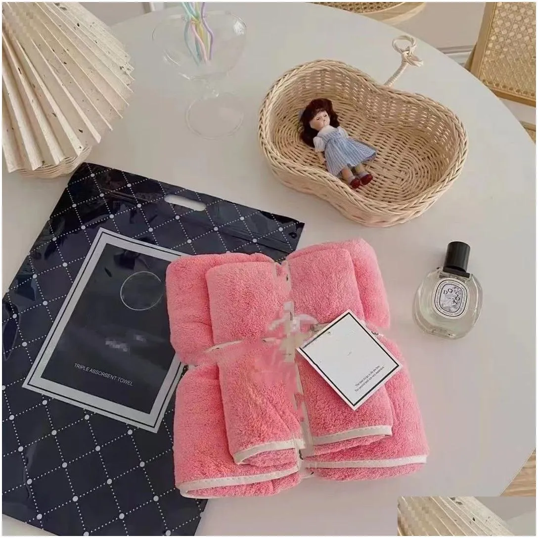 Top Foreign Trade Fashion Brand Classic Style Bath Towel Towels Set Big Brand Present Towel Microfiber Quick-Drying Wholesale