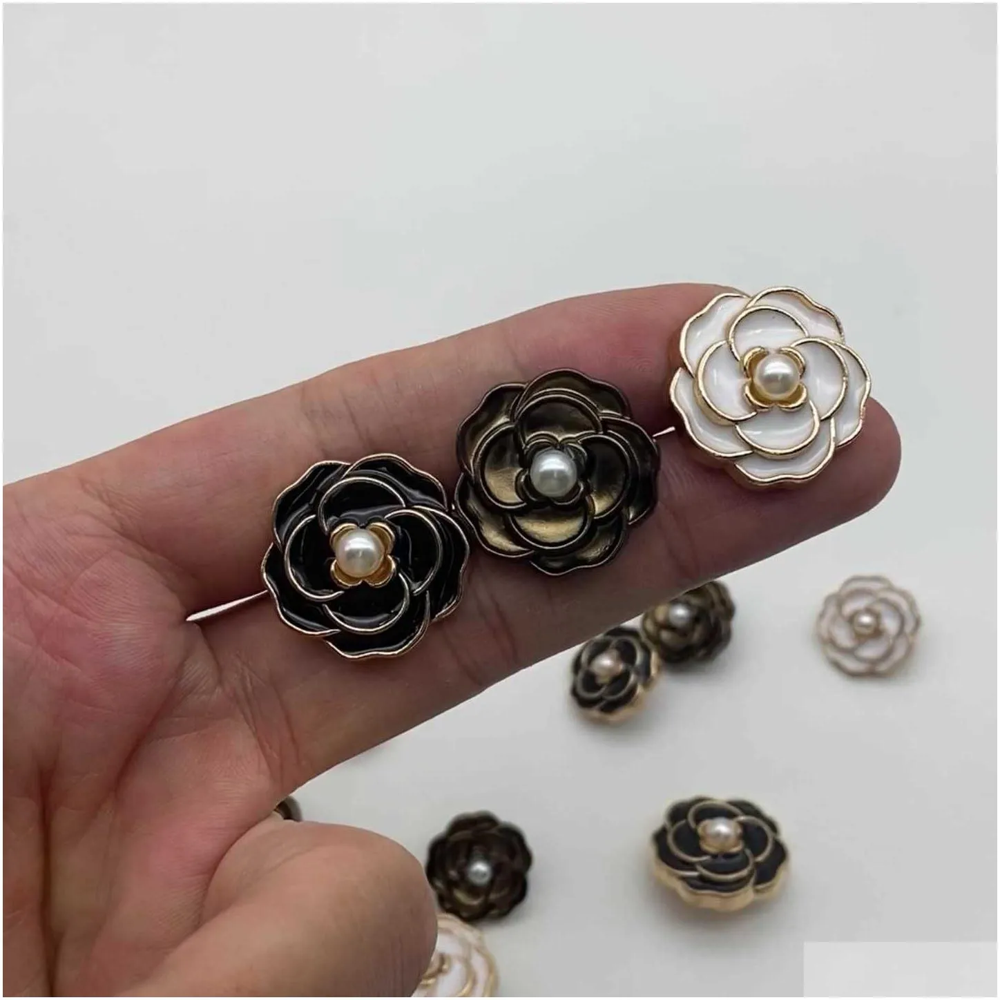Button Hair Clips Barrettes New Arrival Antique Rhinestone Pearl Metal Buttons For Clothes Coat Cardigan Sweater 6PCS/Lot 18MM/23MM