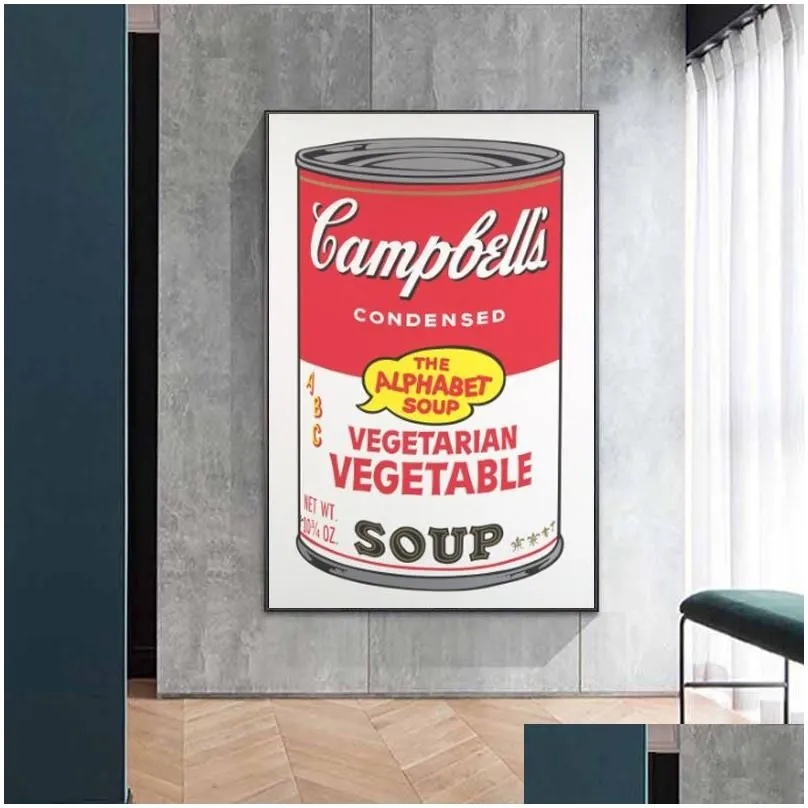 Paintings Canvas Painting Vintage Andy Warhol Tomato Soup Abstract Interior Gallery Decorative Picture Wall Pictures For Living Room