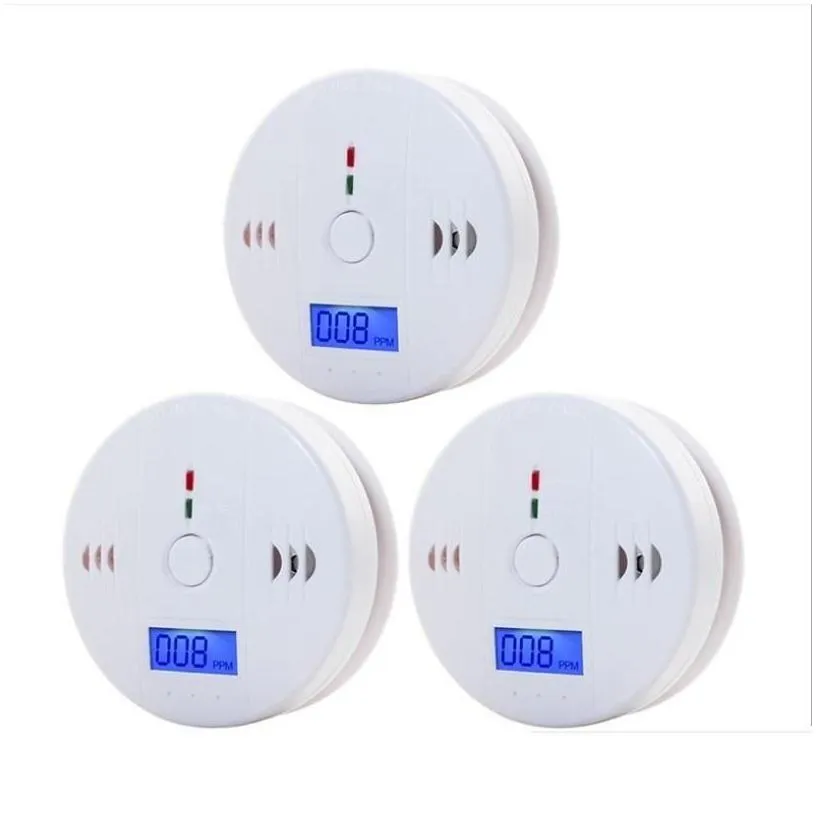 Carbon Analyzers Wholesale Co Monoxide Tester Alarm Warning Sensor Detector Gas Fire Poisoning Detectors Lcd Display Security Survei Dhn7U