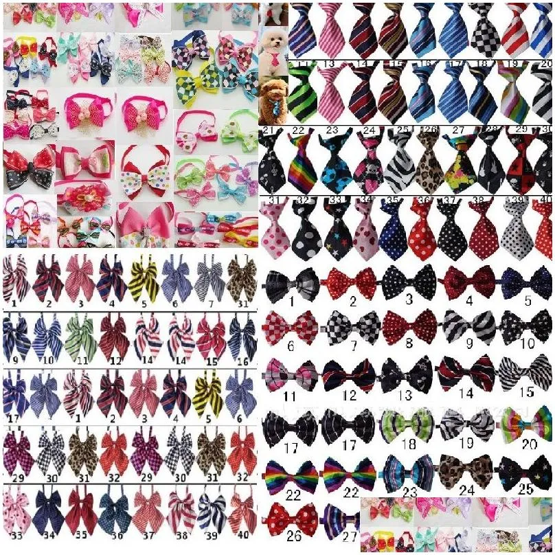 Dog Apparel 100Pc/Lot Pet Puppy Tie Bow Ties Cat Neckties Grooming Supplies For Small Middle 4 Model Ly05 Drop Delivery Home Garden Dhdn7