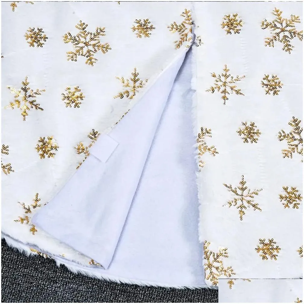 Christmas Decorations Snowy White Christmas Tree Skirt Plush Faux Fur Xmas Trees Carpet Mat Ornaments For 2024 Year Home Party Decoration