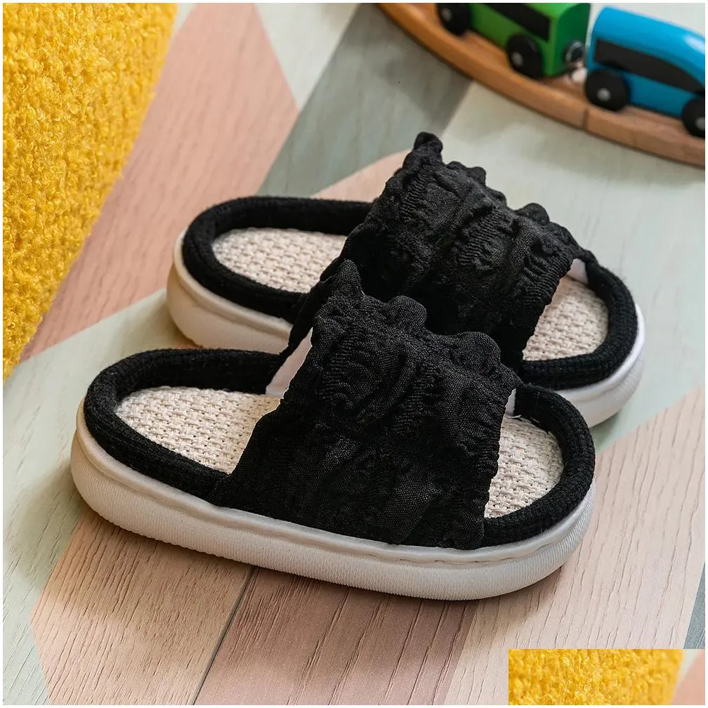 Slipper Home Linen Baby Girls Slippers Children Shoes Kids Breathable Non-Slip Thick Soled Spring Summer Platform Sandals Miaoyoutong