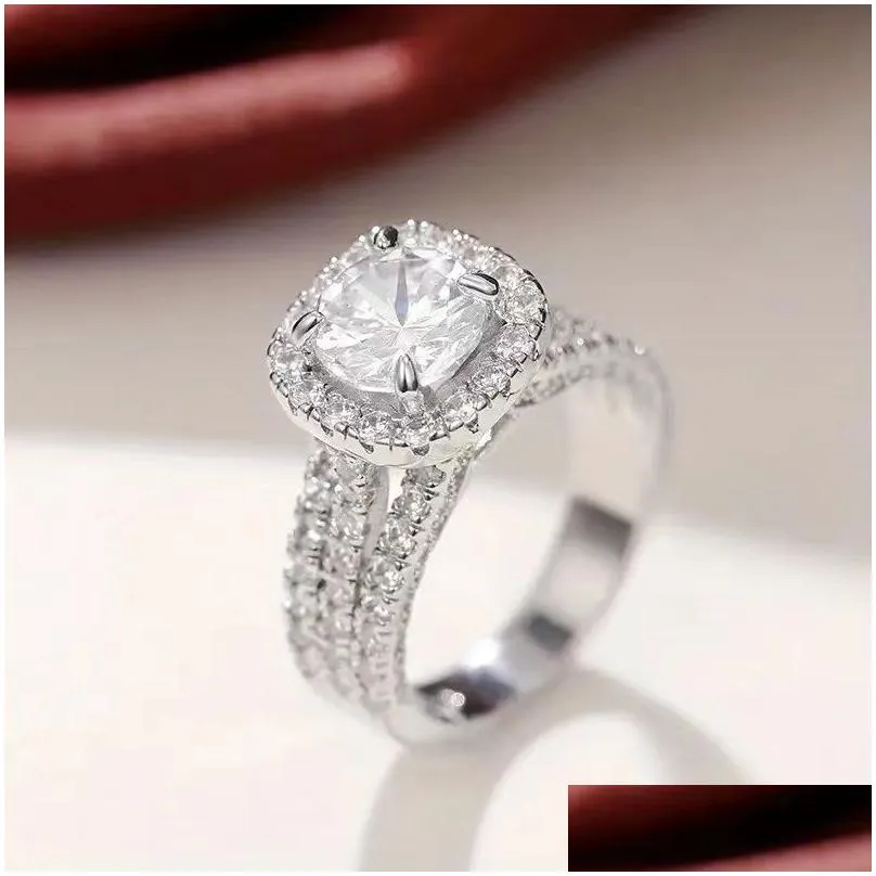 Solitaire Ring Male Proposal Party Single Gemstone Trend Three-Nsional Surface Design Jewelry For Drop Delivery Otw6U