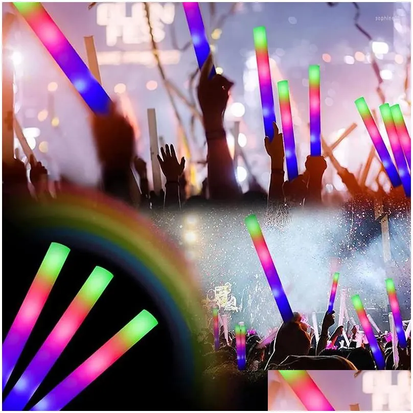 Party Decoration 12/15/30/60Pcs Cheer Tube Stick Glow Sticks Dark Light For Bk Colorf Wedding Foam Rgb Led Drop Delivery Dhde5