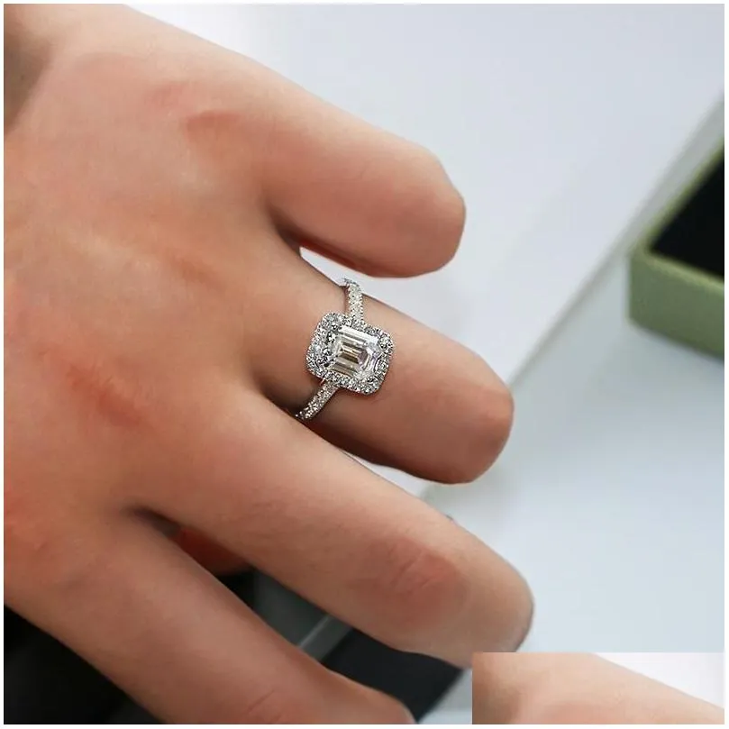 Luxury Emerald cut 2ct Lab Diamond Ring 925 sterling silver Engagement Wedding band Rings for Women Bridal Fine Party Jewelry