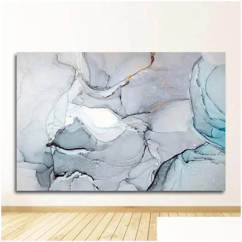 Paintings Abstract Gold Blue Wall Art Print Modern Style Canvas Ink Painting Nordic Decorative Picture Home Decor Marble Texture