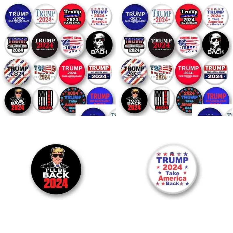 Trump 2024 Badge Brooches Pins Party Favor Election Supplies Keep America Great 1.73 inch