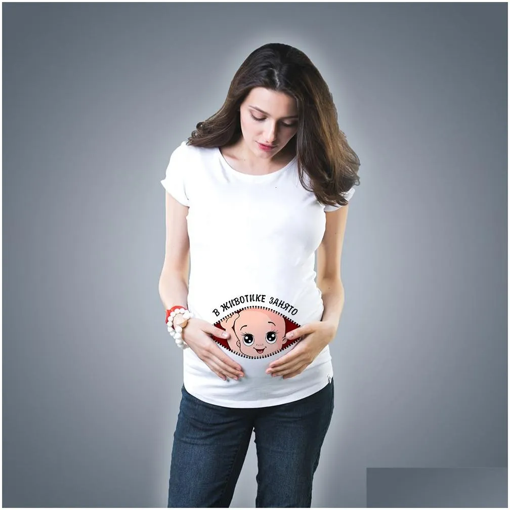 Maternity Tops & Tees Cute Womens Clothing Casual Pregnancy T-Shirt Funny Summer 230512 Drop Delivery Baby, Kids Supplies Dhl68