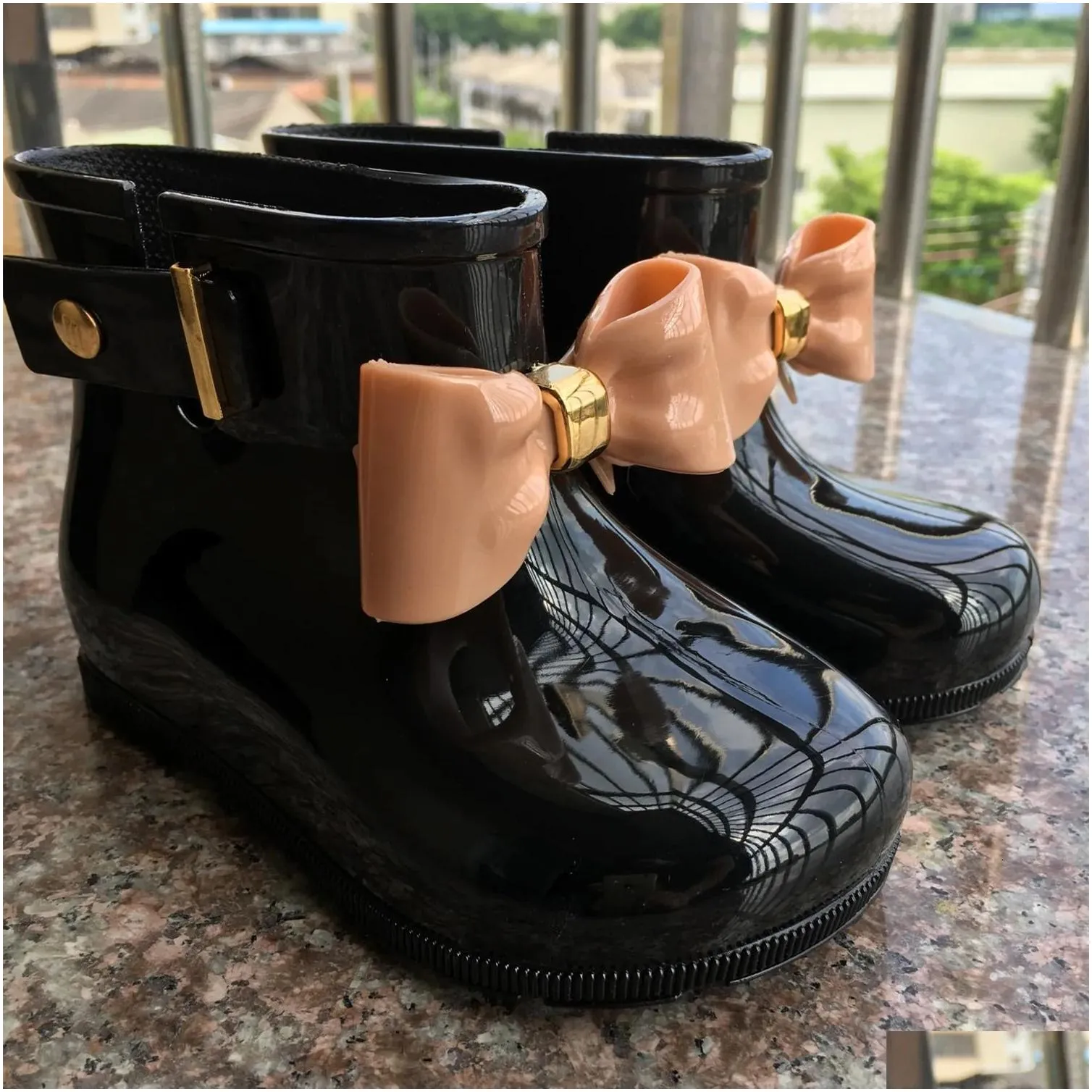 Boots Children Rain For Girls Toddlers Kids Shoes Soft Pvc Jelly With Bow-Knot Cute Water-Proof 231019 Drop Delivery Dh3Hv