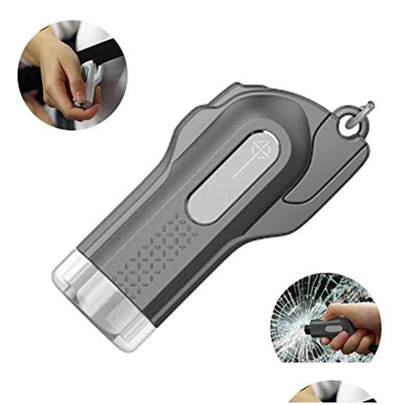 New 2-in-1 Car Window Breaker Seatbelt Cutter Emergency Keychain Car Escape Tool Car Glass Breaker Automotive Life Safety Tools Kit