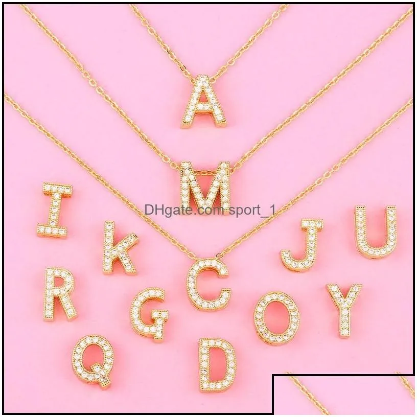 Pendant Necklaces 18K Gold Crystal English Initial Necklace Chains Letter Pendant Women Fashion Jewelry Drop Delivery Necklaces Penda