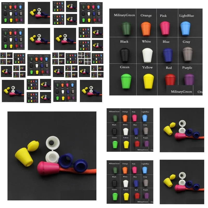 200pcs Colorful Cord Ends Bell Stopper With Lid Lock Plastic Toggle Clip For Paracord Clothes Bag Sports Wear Shoe A0295169732