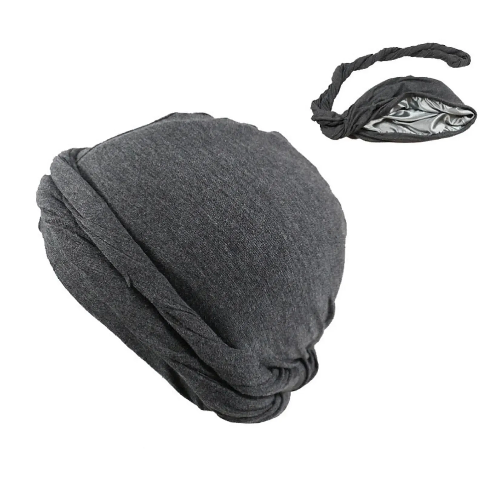 beanieskull caps halo turban durag for men satin silk lined elastic men turban head wrap head scarf do-rag long straps 230403