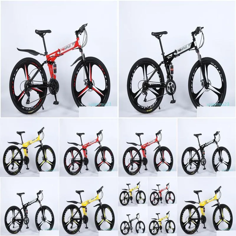 Bikes The New Trend Folding Bike 26 Inch 21 Speed Three Knife Carbon Steel Mountain Racing Men And Women Cycling Racing6 Drop Delivery Dh6Yi