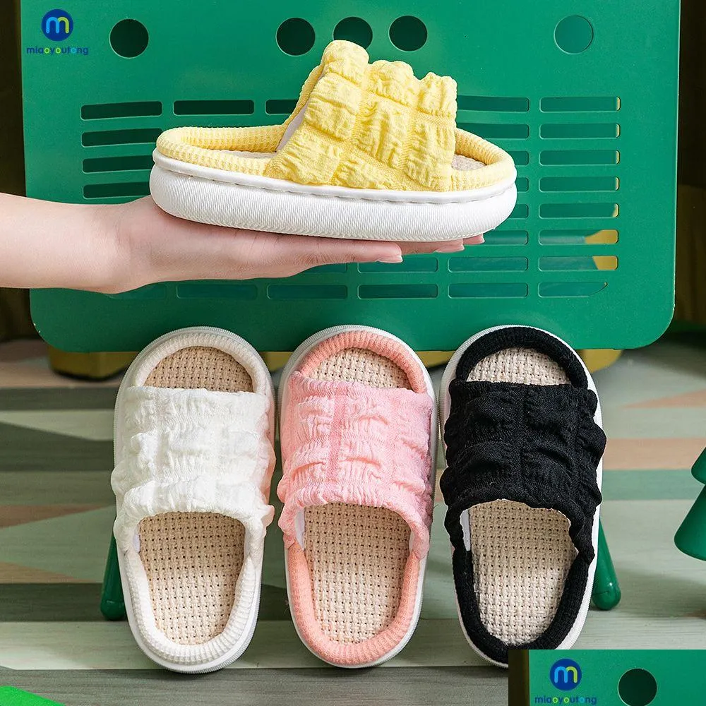 Slipper Home Linen Baby Girls Slippers Children Shoes Kids Breathable Non-Slip Thick Soled Spring Summer Platform Sandals Miaoyoutong
