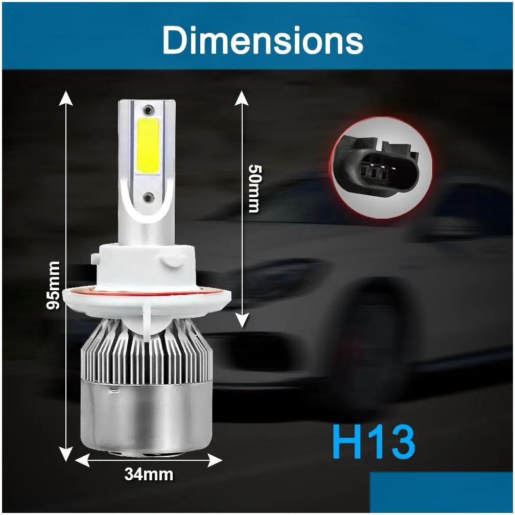 1Pair cheapest price COB C6 Real 7600LM 120W LED Car Headlight H1 H3 H4 H7 9003 9004 9005 9006 Kit Hi/Lo Light Bulbs 6000K