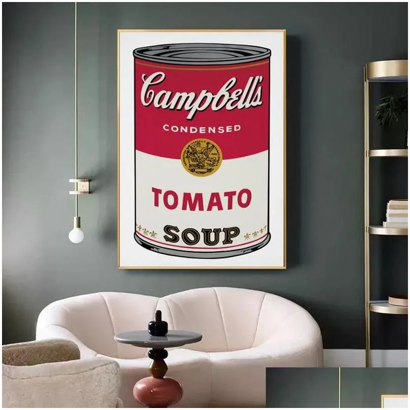 Paintings Canvas Painting Vintage Andy Warhol Tomato Soup Abstract Interior Gallery Decorative Picture Wall Pictures For Living Room