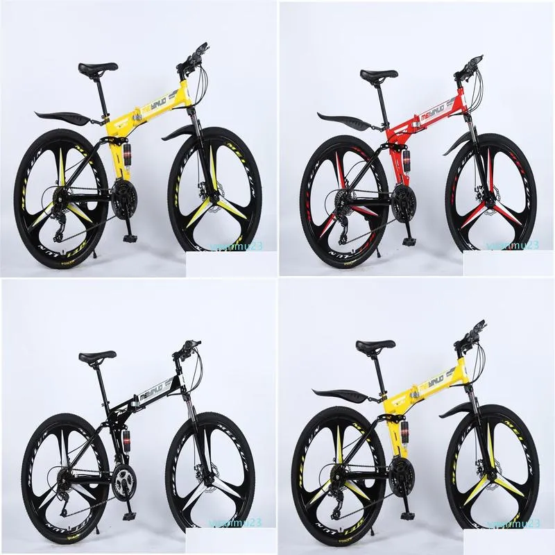 Bikes The New Trend Folding Bike 26 Inch 21 Speed Three Knife Carbon Steel Mountain Racing Men And Women Cycling Racing6 Drop Delivery Dh6Yi