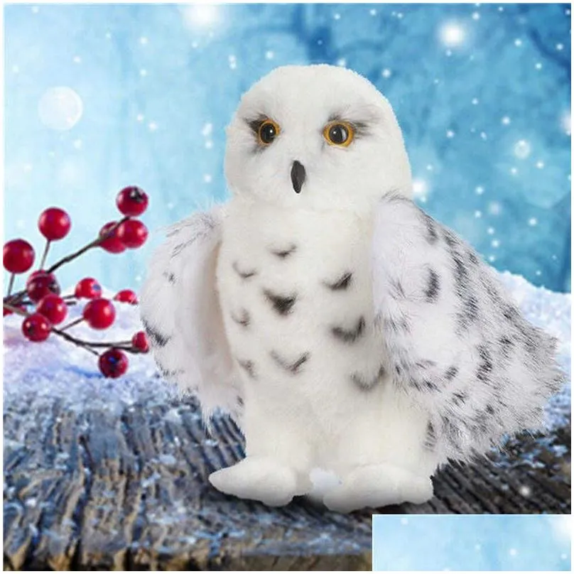 Quality Premium 3 Size Douglas Wizard Snowy White Plush Hedwig Owl Toy Potter Cute Stuffed Animal Doll Kids Gift 7.5 inch 10 inch 12