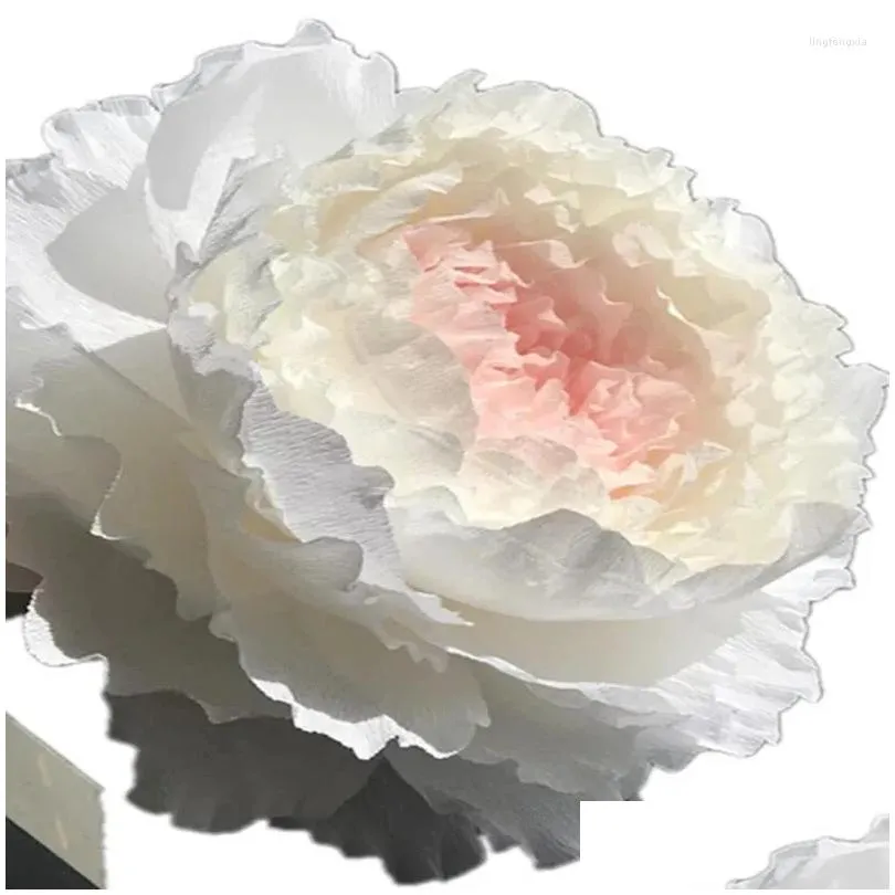 Decorative Flowers & Wreaths Large Paper Peony Wedding Decoration Rose Flower Head Window Setting Decorations Drop Delivery Home Garde Dhpa3