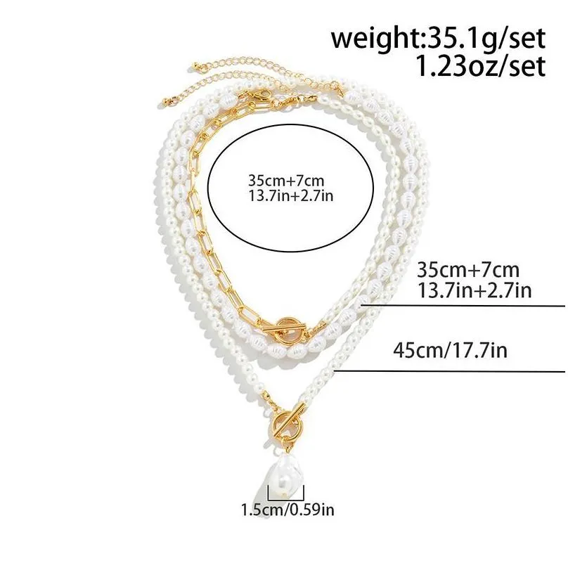 Chokers Gothic Metal Disc Pendant Flat Snake Chain Clavicle Necklace Punk Imitation Pearl Mti Layered Choker Women Neck Jewelry Drop D Dhl9S